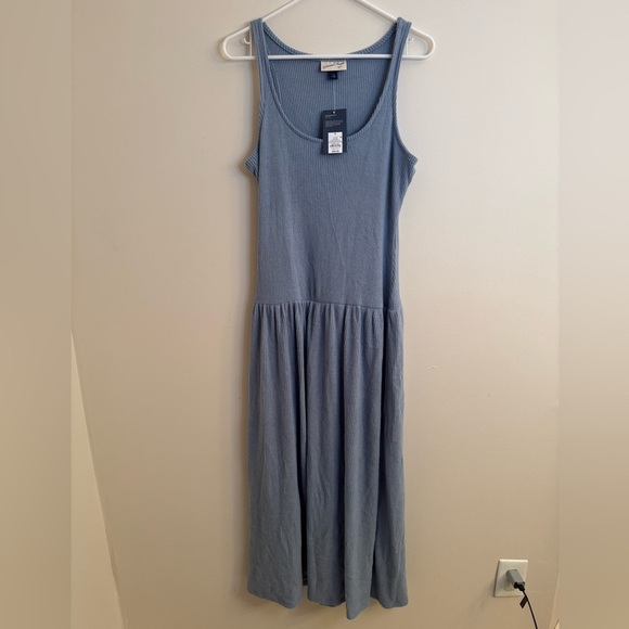 Universal Thread Women’s Drop Waist Ribbed Knit Midi Dress NWT Color Blue - Picture 3 of 7